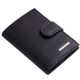   LA SCALA: fekete bőr kártyatartó átkapcsolóval 10 x 7,5 cm