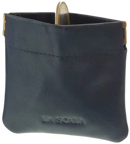 La Scala kék bőr aprópénztartó 8,5 x 9 cm