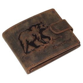   GreenDeed vadász bőr pénztárca medve lenyomattal 12 × 9,5 cm