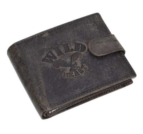 Wild Beast sas mintájú, férfi, átkapcsos sötétbarna bőr pénztárca 12,5 x 9,5 cm