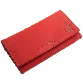   GreenDeed női bőr piros pénztárca macska mintával 18,6 × 10 cm