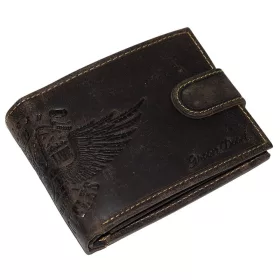   GreenDeed motoros sötétbarna bőr pénztárca, RFID 12 × 9,2 cm