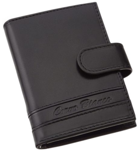 Corvo Bianco bőr, fekete színű kártyatartó, papírpénztartóval, RFID védelemmel 10,5 × 8 cm
