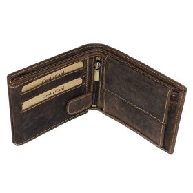   GreenDeed sötétbarna vadász bőr pénztárca szarvasfej nyomattal 12 × 9,5 cm