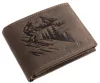 GreenDeed férfi barna bőr pénztárca sielős mintával 12 × 9,2 cm