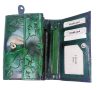 Giultieri: nyomott mintás, zöld női bőr pénztárca 13,5 x 9,5 cm