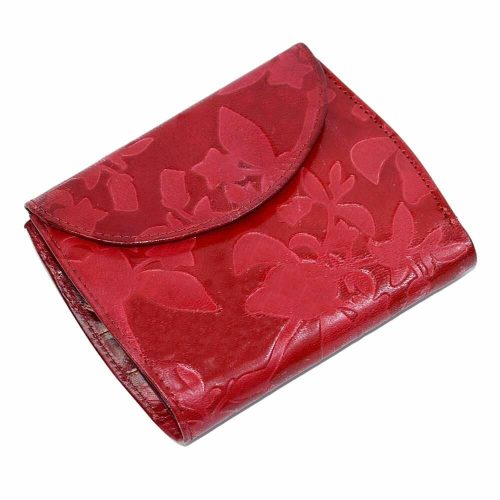Giultieri: nyomott mintás, piros színű női bőr pénztárca 12,5 x 10 cm