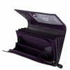 Giultieri: nyomott mintás lila női bőr pénztárca 16,5 x 10 cm