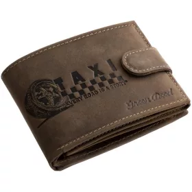   GreenDeed férfi átkapcsos barna bőr pénztárca taxi autós mintával 12 × 9,2 cm