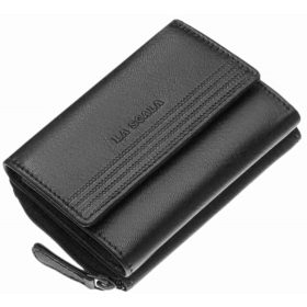 La Scala fekete női bőr pénztárca 11 x 9 cm