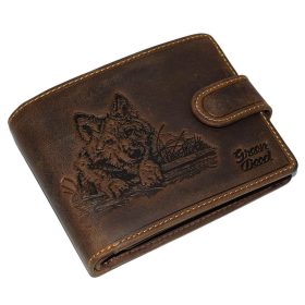   GreenDeed átkapcsos vadász bőr pénztárca farkas lenyomattal