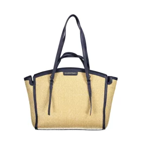   Valentino Bags bézs-sötétkék raffia hatású női válltáska 35 x 29 x 11 cm