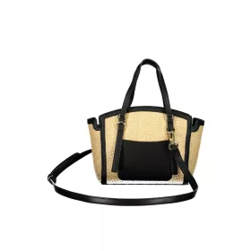   Valentino bézs-fekete raffia hatású női kézitáska 23 x 20 x 8 cm
