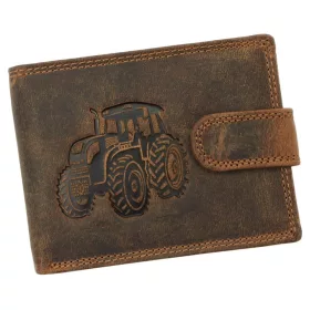   Wild átkapcsos, férfi barna bőr pénztárca traktor lenyomattal 12,8×9,5 cm