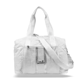   Zellia 24128 fehér-ezüst steppelt női sporttáska 40 x 30 x 19 cm
