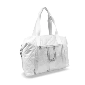   Zellia 24128 fehér-ezüst steppelt női sporttáska 40 x 30 x 19 cm