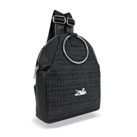   Zellia 22090 női fekete-kockás-szövetmintázatú hátizsák 32 x 26 x 9 cm