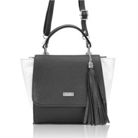   Zellia Zvn22031 női fekete-ezüst, kézi-oldaltáska 19-27 x 18,5 x 8 cm