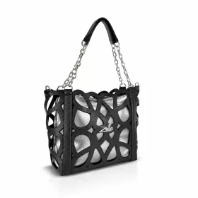   Zellia 25095  Bari fekete-ezüst női válltáska 35 x 26 x 12 cm