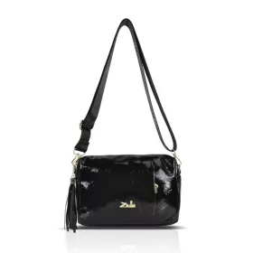   Zellia Zlb210 fekete lakk női oldaltáska, crossbody 25 x 17 x 9 cm