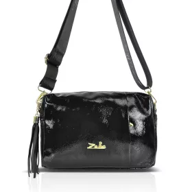   Zellia Zlb210 fekete lakk női oldaltáska, crossbody 25 x 17 x 9 cm