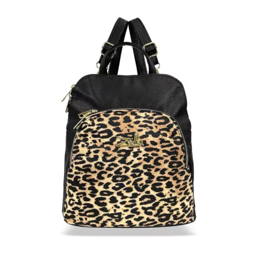 Zellia 25055 fekete-ocelot mintás női hátizsák 31 x 29 x 14,5 cm