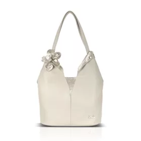   Zellia Zlb406F bézs-rosegold női válltáska, virágdíszítéssel 39 x 32 x 17 cm