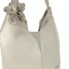 Zellia Zlb406F bézs-rosegold női válltáska, virágdíszítéssel 39 x 32 x 17 cm