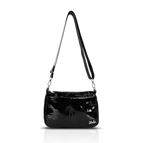 Zellia Zlb336 fekete lakk női oldaltáska, crossbody 26 x 18 x 9 cm