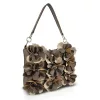 Zellia 26032 taupe virágdíszítéses női válltáska, oldalpánttal 30 x 24 x 6 cm
