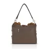 Zellia 26032 taupe virágdíszítéses női válltáska, oldalpánttal 30 x 24 x 6 cm