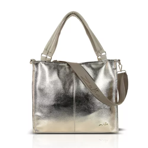 Zellia Zlb318 női fényes arany kézitáska, oldaltáska 34 x 32 x 11 cm