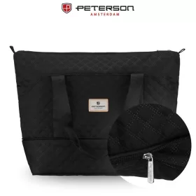   Peterson Ptn Pik-02-8571 fekete steppelt női válltáska, utazótáska 50 x 40 x 18 cm