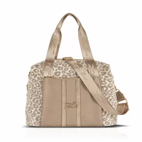   Zellia 24128 Pantera párduc mintás drapp-taupe női sporttáska, gymbag 40 × 30 × 19 cm