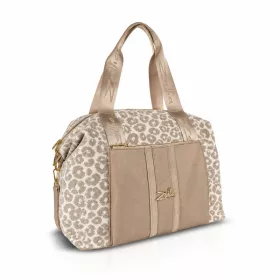   Zellia 24128 Pantera párduc mintás drapp-taupe női sporttáska, gymbag 40 × 30 × 19 cm