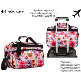   Rovicky R-Tl15608-8831 11 rózsaszín virág mintás utazótáska, kézipoggyász  40 X 25 X 20 cm