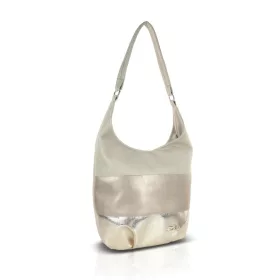   Zellia Zlb452 bézs-arany nagy méretű női válltáska, oldalpánttal 46 x 36 x 13 cm