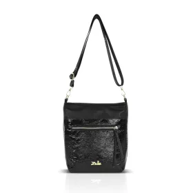   Zellia Zlb429 fekete, lakk női oldaltáska, crossbody 28 x 25 x 8,5 cm