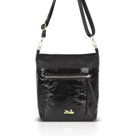   Zellia Zlb429 fekete, lakk női oldaltáska, crossbody 28 x 25 x 8,5 cm