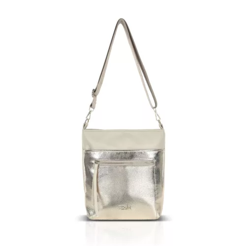 Zellia Zlb429 bézs-arany női oldaltáska, crossbody 28 x 25 x 8,5 cm