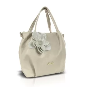   Zellia Zlb324-F bézs-pezsgő női kézitáska, virágdíszítéssel 27 x 25 x 14 cm