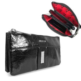  Zellia Hz-127 D266 - 4001 fekete lakk női pénztárca 17,5 x 9,5 x 4 cm