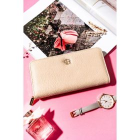   Rovicky nagyméretű női bézs rostbőr divat pénztárca 20 x 10 cm