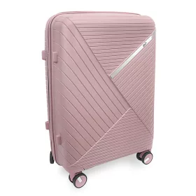   Zellia közepes méretű kemény falú rosegold bőrönd 65 x 46 x 27 cm