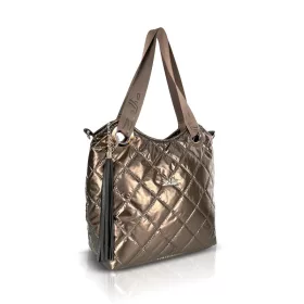   Zellia ZLB185 metálbronz női steppelt válltáska, oldaltáska 32 × 31 × 11 cm