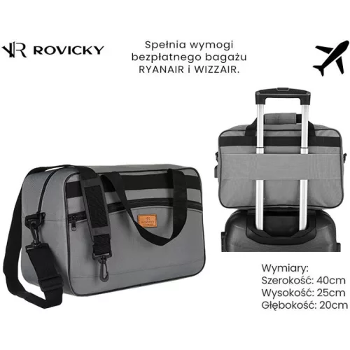 Rovicky R-Tl15608-2516 szürke kézipoggyász, utazótáska  40 X 25 X 20 cm
