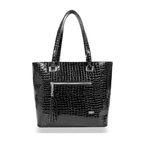   Zellia Td57 fekete krokodil mintás női válltáska 35 × 30 × 12 cm