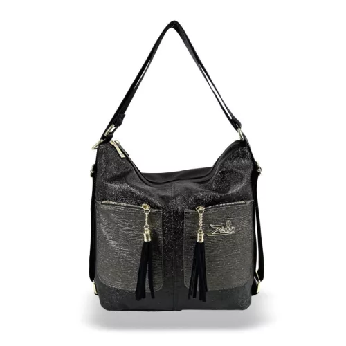 Zellia 24157 fekete-grafit női válltáska, hátizsák 31 x 31 x 13 cm