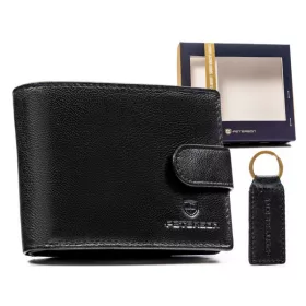   Peterson fekete férfi bőr pénztárca kulcstartóval, RFID 11,5×8,5 cm