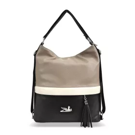  Zellia 24040 női taupe-fekete válltáska, hátizsákká alakítható 37 x 32 x 12 cm
